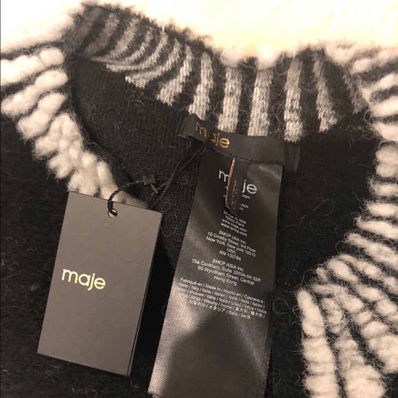 Maje Poncho with Sheepskin - Picture 2 of 4